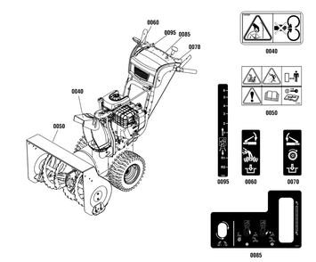 Decals Group Diagram and Parts List for 1696569-00 2015 Briggs and Stratton Snow Blower